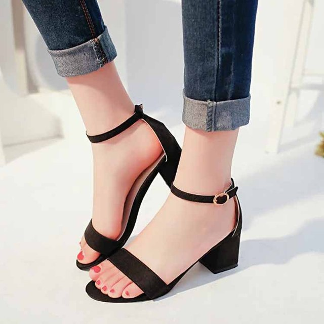 Sexy one word buckle female sandals Roman shoes - nargis