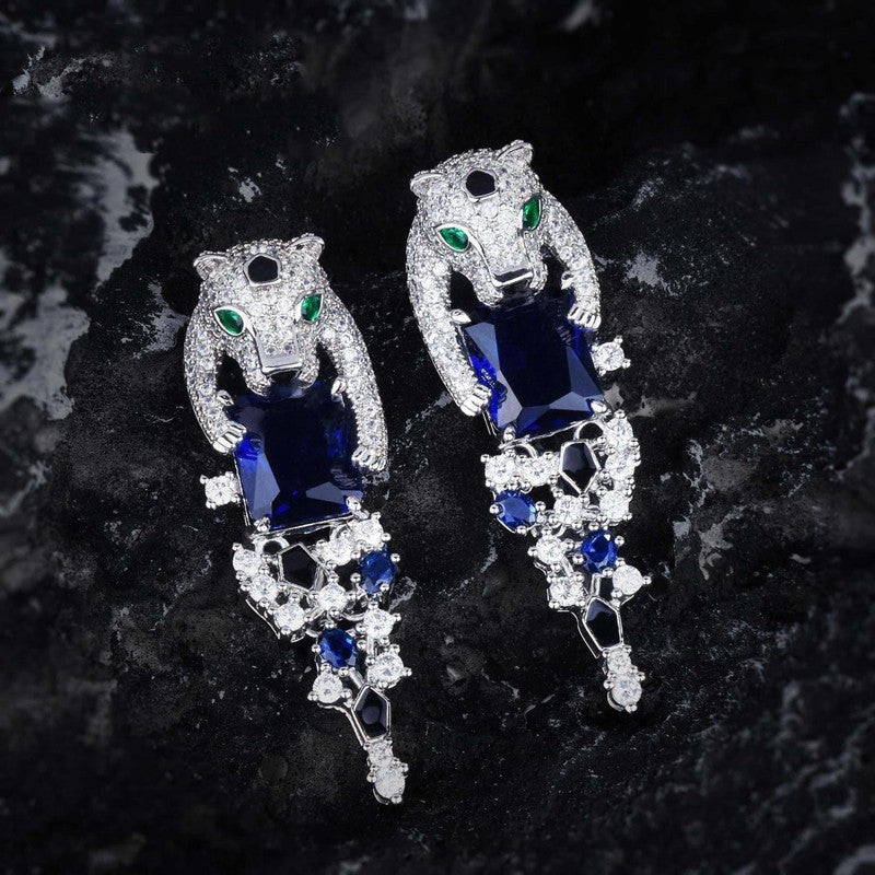 Sapphire Leopard Ear Stud Green Diamond - nargis