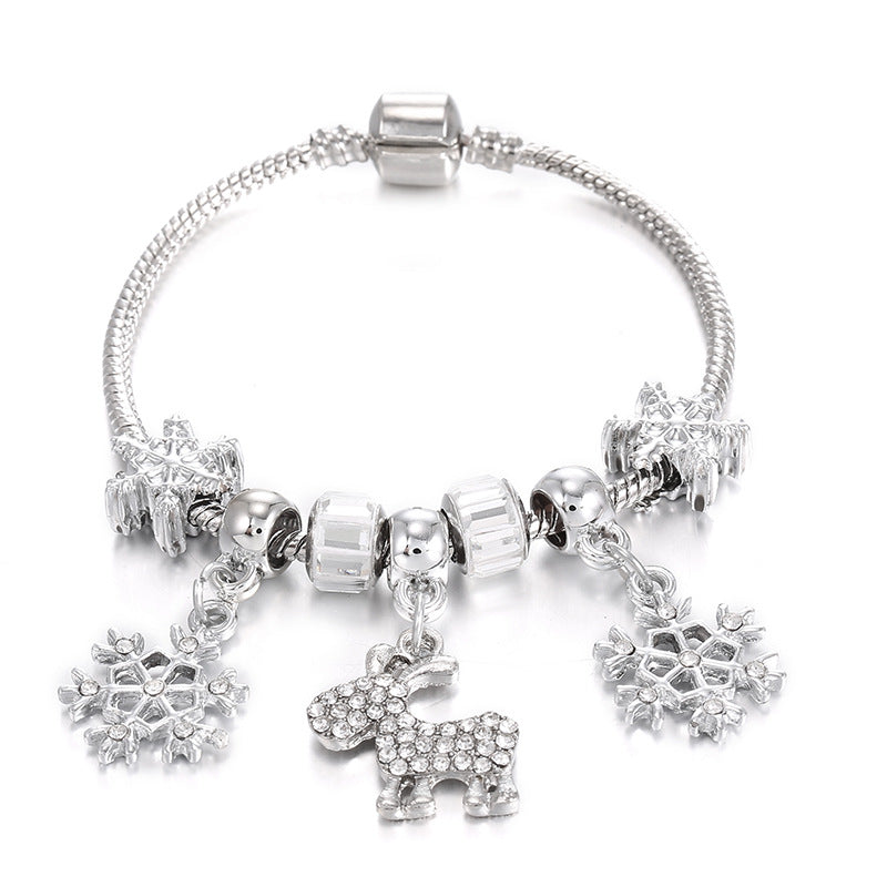 Weihnachtsarmband Rentier Schneeflocke Punkt Diamant Anhänger Accessoires Schneeflocke Perlen Zubehör Armband - nargis