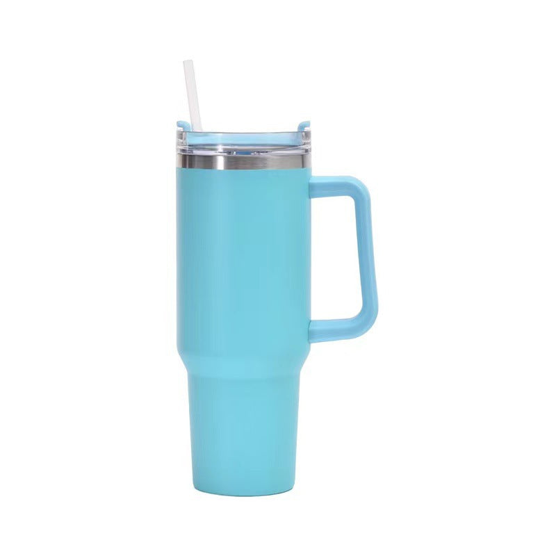 40oz Straw Coffee Insulation Cup With Handle Portable Car Stainless Steel Water Bottle LargeCapacity Travel BPA Free Thermal Mug - nargis