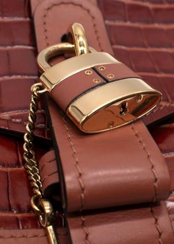 Chloe Secondhand Brown Krok geprägte Aby Kettenschultertasche