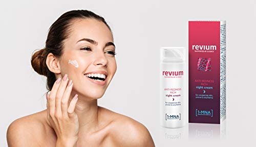 Revium Rosacea reichhaltige Anti-Rötungs Nachtcreme für Erythem-anfällige Couperose-Haut, mit 1-MNA-Molekül, Chlorella-Vulgaris-Grünalgen-Extrakt, Acerola-Frucht, Macadamia-Öl, Sheabutter, 50ml