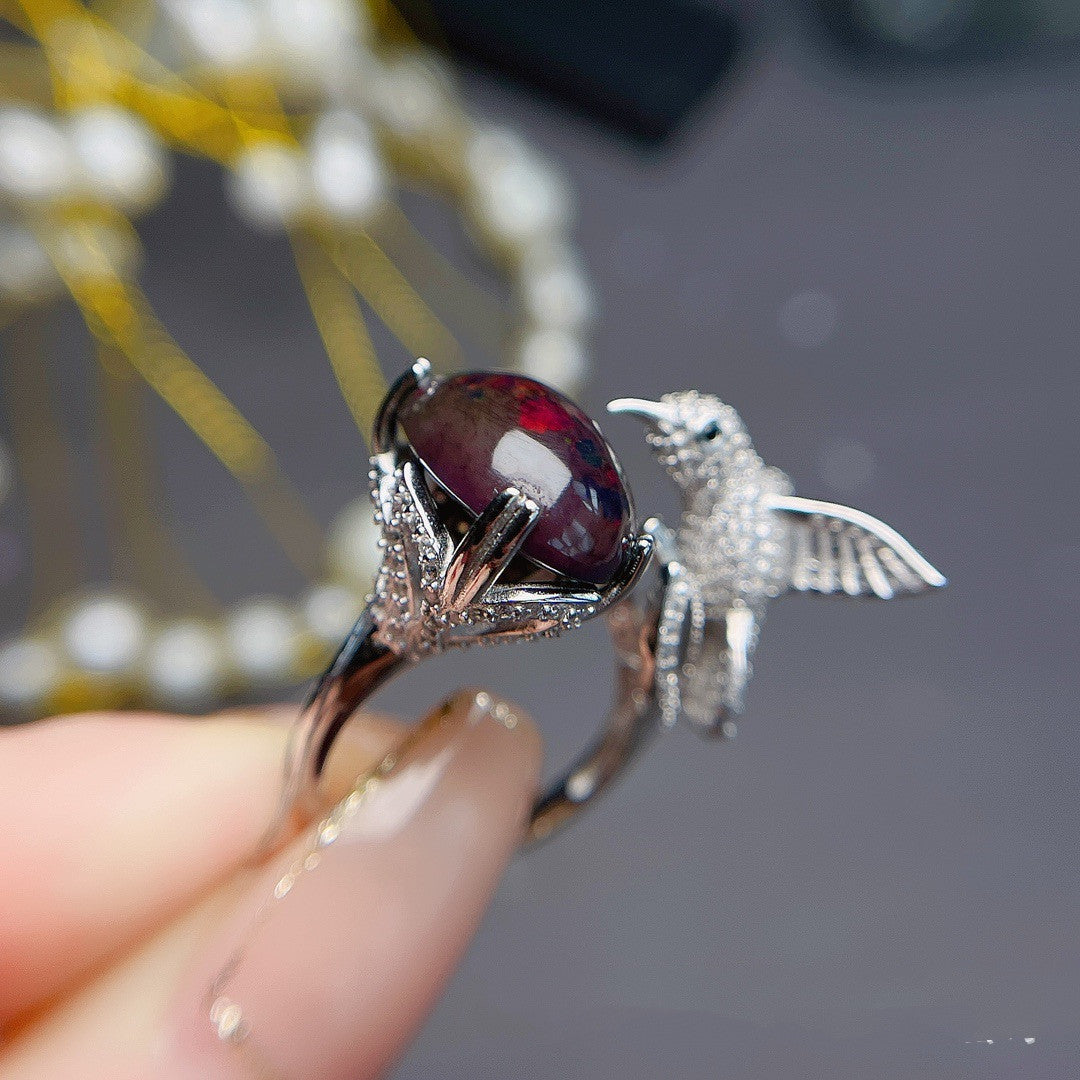 Natürlicher schwarzer Opalring für Damen - nargis