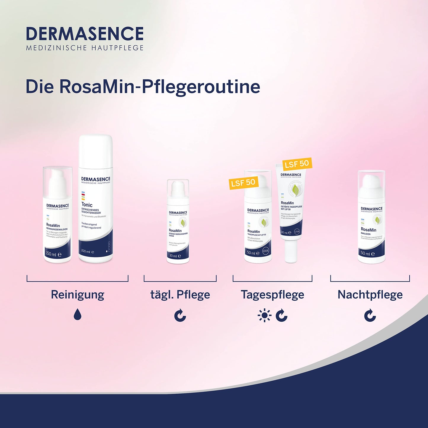 DERMASENCE RosaMin Getönte Tagespflege LSF 50, 30 ml - Rötungen korrigierende Tagespflege mit LSF 50 für Couperose und zu Rosacea neigende Haut