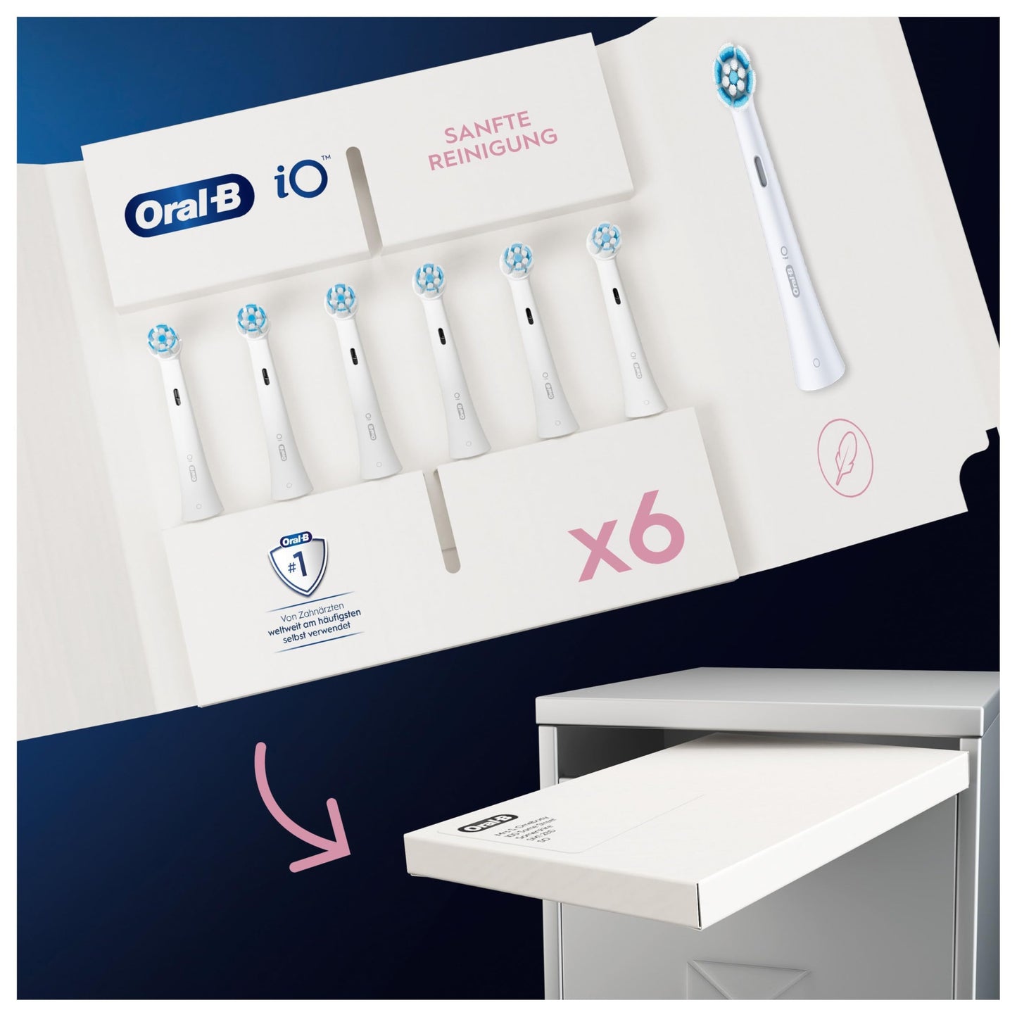 Oral-B iO Sanfte Reinigung Aufsteckbürsten für elektrische Zahnbürste, 6 Stück, sanfte Zahnreinigung, Zahnbürstenaufsatz für Oral-B iO Zahnbürsten, briefkastenfähige Verpackung