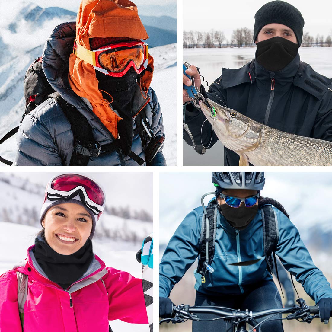 HEGCOIIE Winter Loop Schal Herren & Damen，Fleece Schlauchschal Halswärmer Halstuch Winddicht Ski Maske Warmer für Outdoor Skifahren Motorrad Laufen Radfahren