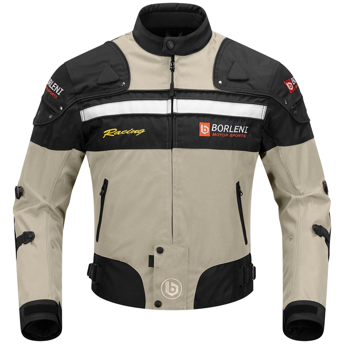 BORLENI Motorradjacke Herren Winter Motorrad Jacke Textiljacke Winddicht mit Herausnehmbarem Liner Protektoren Protektor Jacke Roller Biker Touren 4 Jahreszeiten Herren Damen Braun M