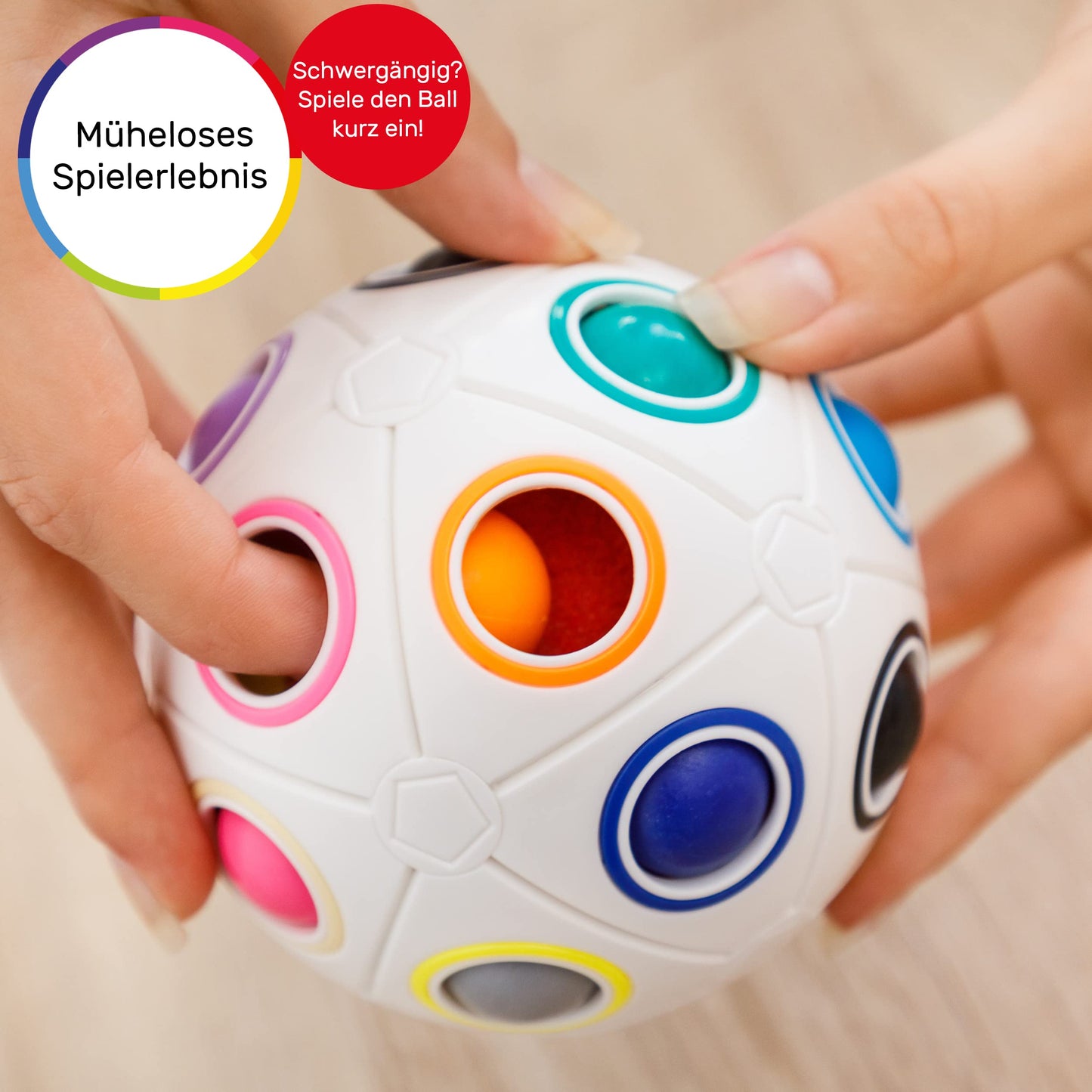 CUBIDI® Original Regenbogenball mit 19 Kugeln - Groß | Geschicklichkeitsspiele ab 6 Jahre für Kinder | Spannendes Knobelspiel für Mädchen und Jungen