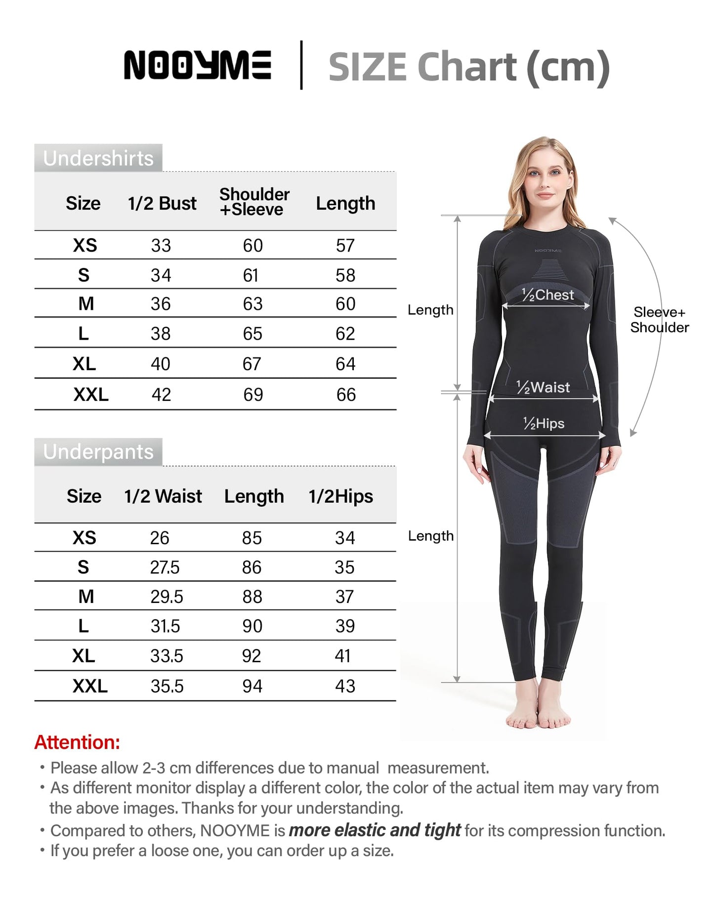 NOOYME Thermounterwäsche Damen Atmungsaktiv und Thermowäsche Set Funktionswäsche Damen Anti-bakteriell und Flexibel Skiunterwäsche Damen Warme Unterwäsche für zu Hause und Sport im Herbst Winter