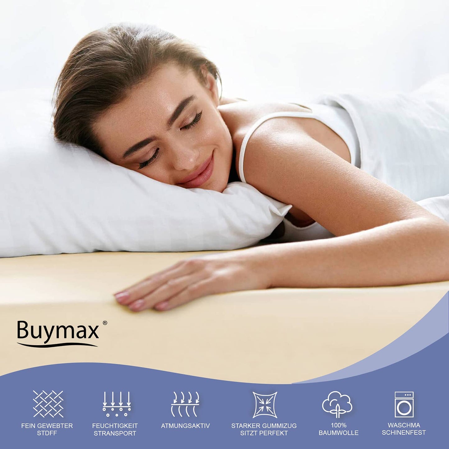 Buymax Spannbettlaken 140x200cm Baumwolle 100% Spannbetttuch Bettlaken Jersey, Matratzenhöhe bis 25 cm, Farbe Anthrazit-Grau ÖKO TEX Standard