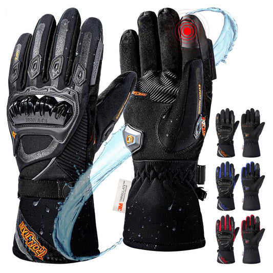 IRON JIA'S Winter Motorradhandschuhe, Wasserdicht Winddicht Leicht und Warm Touchscreen Handschuhe für Motorrad, Wandern und andere Outdoor-Sportarten,Mann und Frau-Schwarz-XXL