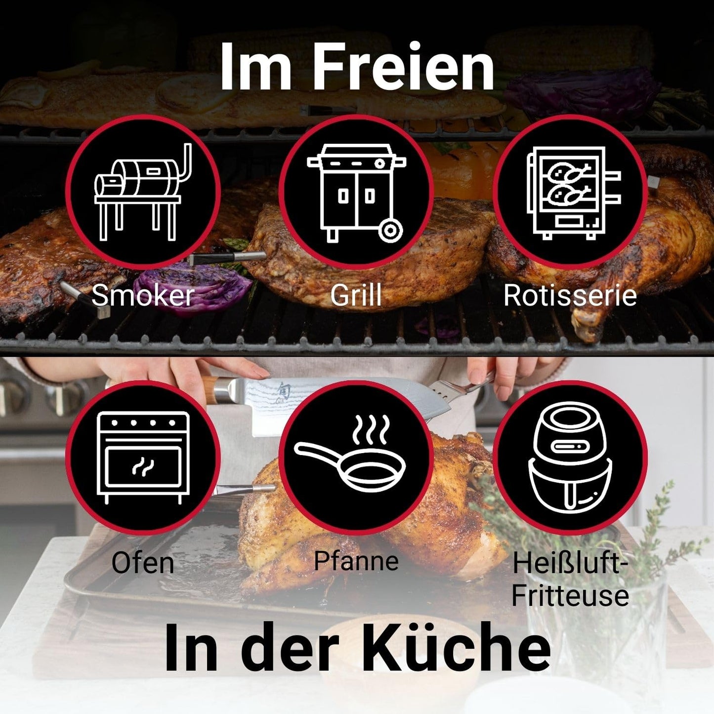 MEATER Plus | Das Kabellose, Smarte Fleischthermometer mit 50m Reichweite Für Ofen, Grill, Pfanne und Rotisserie Perfekter Fleischgenuss via App in Deutscher Sprache