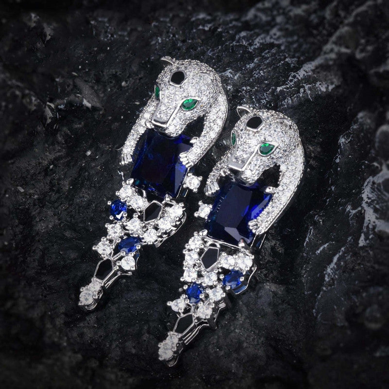 Sapphire Leopard Ear Stud Green Diamond - nargis