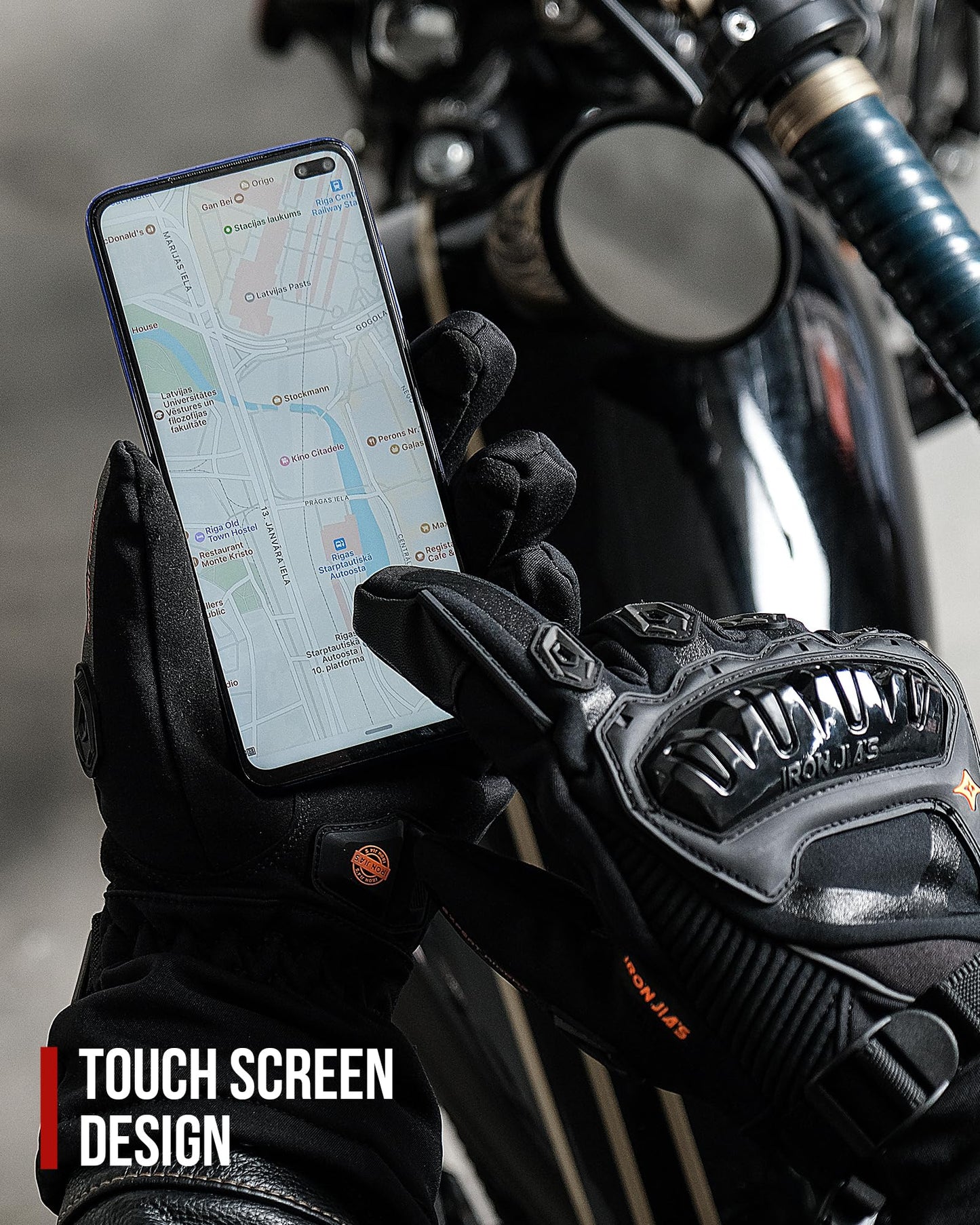 IRON JIA'S Winter Motorradhandschuhe, Wasserdicht Winddicht Leicht und Warm Touchscreen Handschuhe für Motorrad, Wandern und andere Outdoor-Sportarten,Mann und Frau-Schwarz-XXL