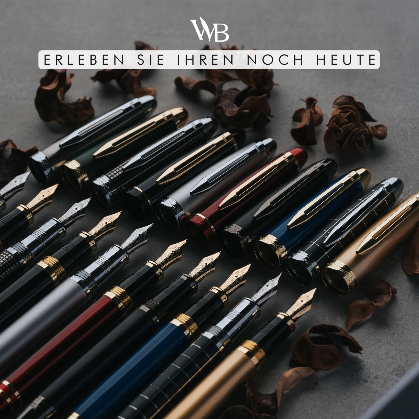 Wordsworth & Black Majesti Füllfederhalter (Schwarzgold), Luxus-Etui, Mittlere Feder - 24 Tintenpatronen, nachfüllbarer Tintenkonverter - Bestes Business-für Männer & Frauen