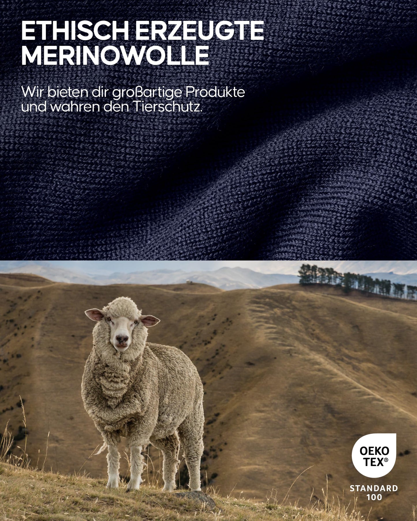 DANISH ENDURANCE Merino-Multifunktionstuch, Schlauchschal, Halswärmer, Halstuch, Stirnband, Loop Schal Damen & Herren, Dunkles Marineblau, Einheitsgröße