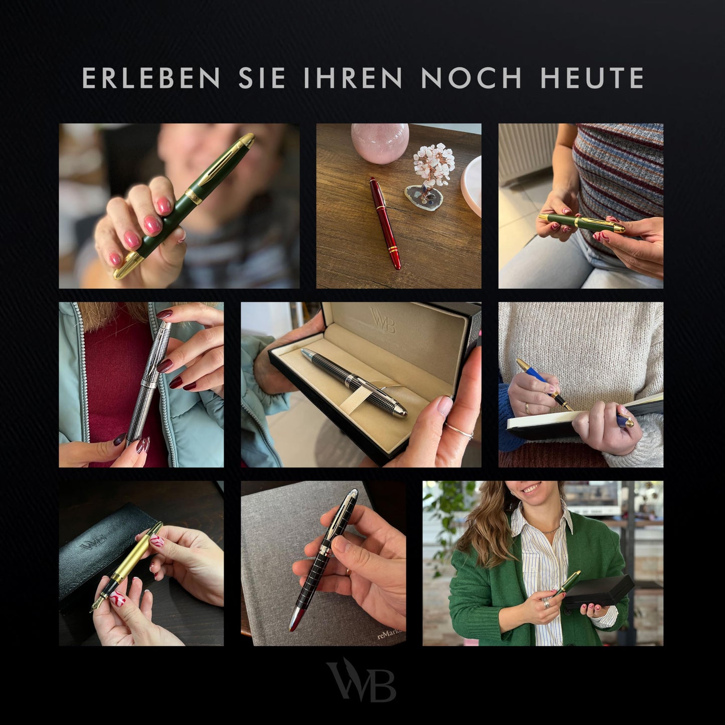 Wordsworth & Black Majesti Füllfederhalter (Schwarzgold), Luxus-Etui, Mittlere Feder - 24 Tintenpatronen, nachfüllbarer Tintenkonverter - Bestes Business-für Männer & Frauen