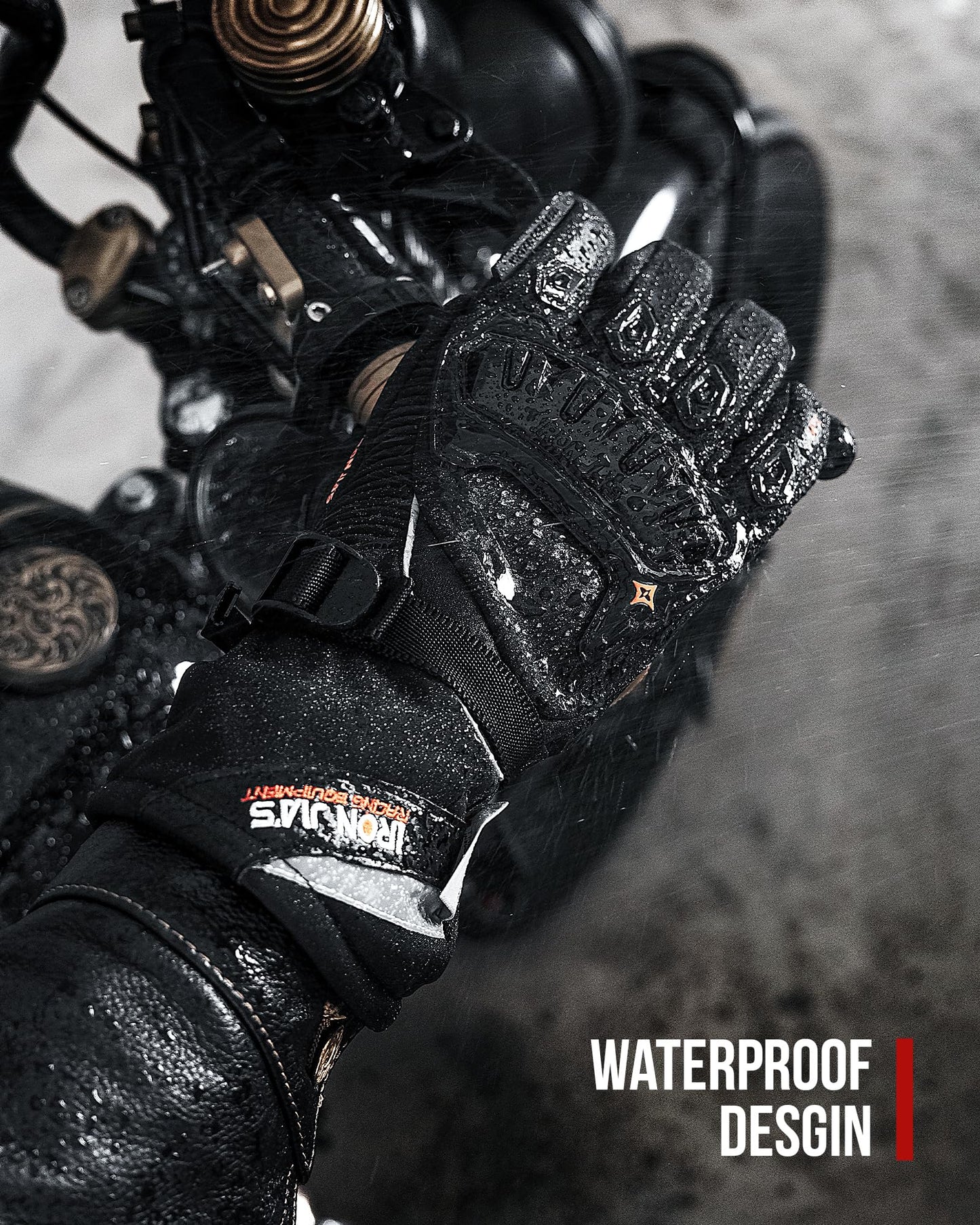 IRON JIA'S Winter Motorradhandschuhe, Wasserdicht Winddicht Leicht und Warm Touchscreen Handschuhe für Motorrad, Wandern und andere Outdoor-Sportarten,Mann und Frau-Schwarz-XXL