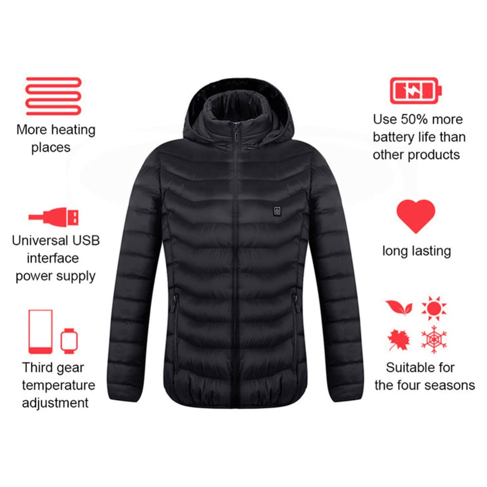 New Heated Jacket Coat USB Electric Jacket Cotton Coat Heater Thermal Clothing Heating Vest Men's Clothes Winter - nargis