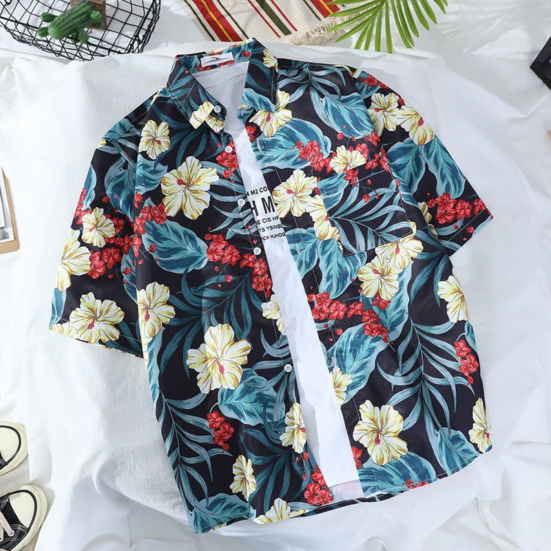 Retro Men's And Women's Loose Couple's Seaside Shirt - nargis