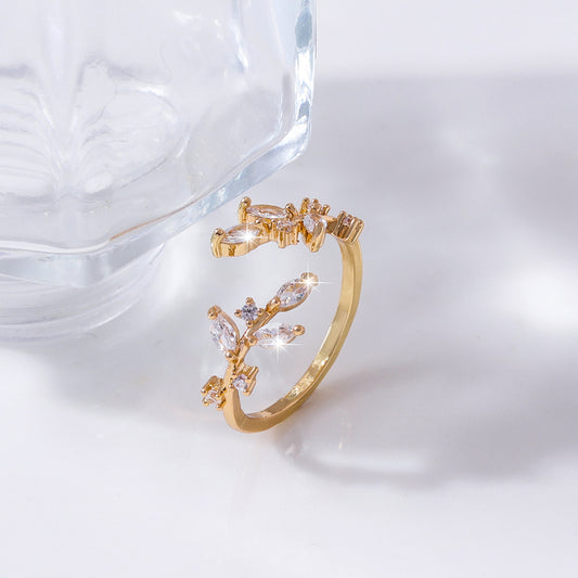 Fashion Simple Gold Ring Leaf Ring - nargis