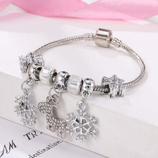 Weihnachtsarmband Rentier Schneeflocke Punkt Diamant Anhänger Accessoires Schneeflocke Perlen Zubehör Armband - nargis