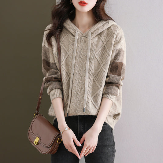 Kuscheliger Pullover für Damen – Lässiger Japanisch-Koreanischer Stil, Free Size, in Apricot, Braun & Weinrot